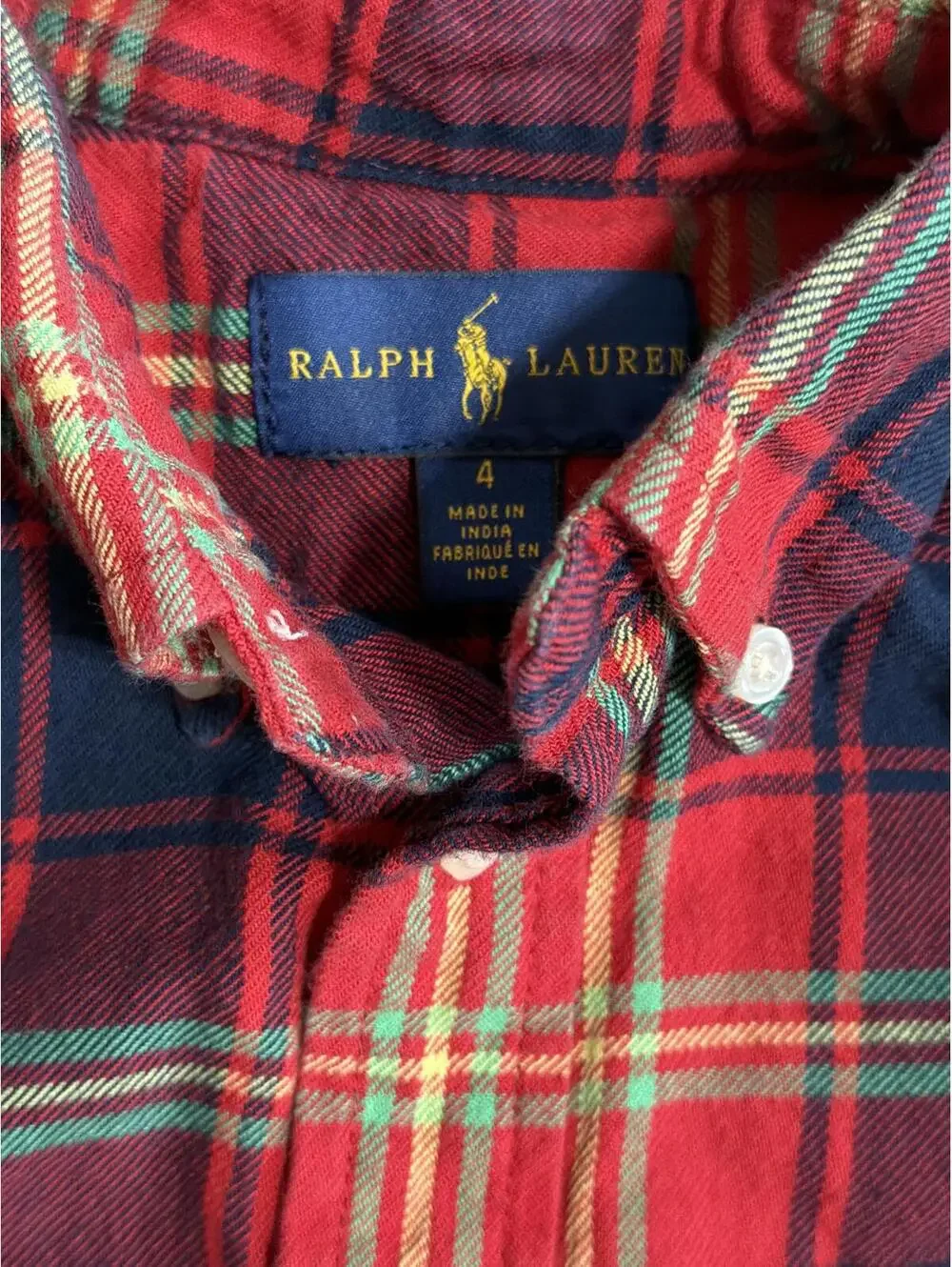 Ralph Lauren Kids Classic Red Plaid Flannel Shirt - Boys Size 4